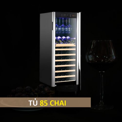 Tủ bảo quản rượu vang 85 chai có giá treo ly